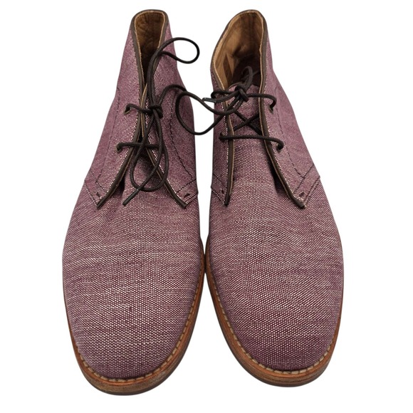 H by Hudson Men\'s Lace-Up Chukka Boots Size 41 Burgundy Textured‎ Canvas Leather main image 6